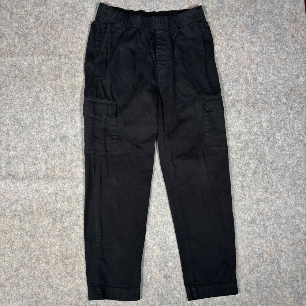 GAP Cargo Pants Mens M Black Broken Twill Garment Dyed Elastic Waist Utility